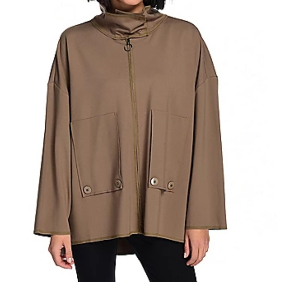 Studio Nouveau Stretch Knit Drop Shoulder Stand Collar 2-Pocket Jacket. Sz M/L - Picture 8 of 8